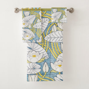 Motif Art Nouveau de nénuphar vert sauge