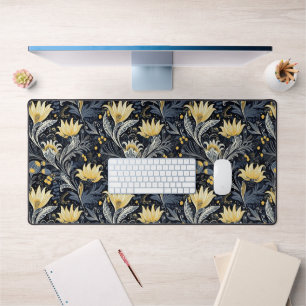Motif Art Nouveau Foncé Floral Jaune