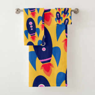 Motif astronaute de fusées amusantes en Jaune