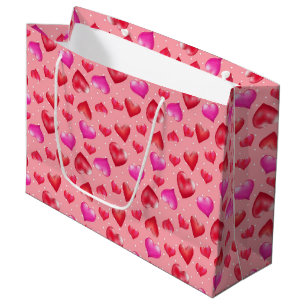 Motif aux Coeurs rose et rouge, Sac cadeau Valenti