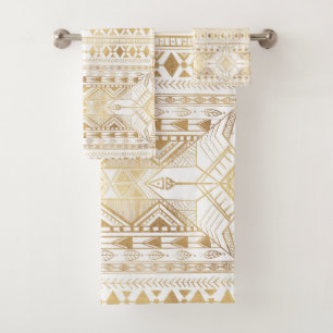 Motif Aztèque tribal géométrique or tendance