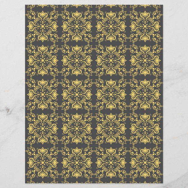 Motif Azulejo Jaune Gris A01b Papier à gratter (Devant)