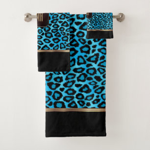 Motif Bébé Léopard Bleu et Noir avec Monogramme