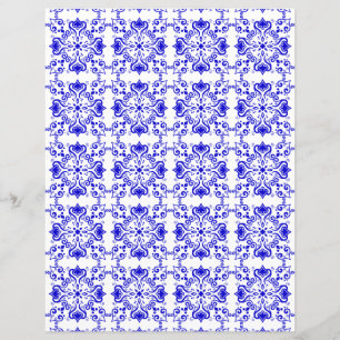 Motif blanc bleu Azulejo A01 Papier à scandale