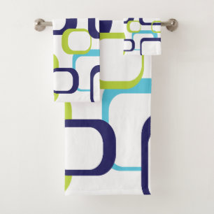 Motif blanc bleu Carré rétro