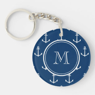 Motif blanc d'Ancres de bleu marine, votre