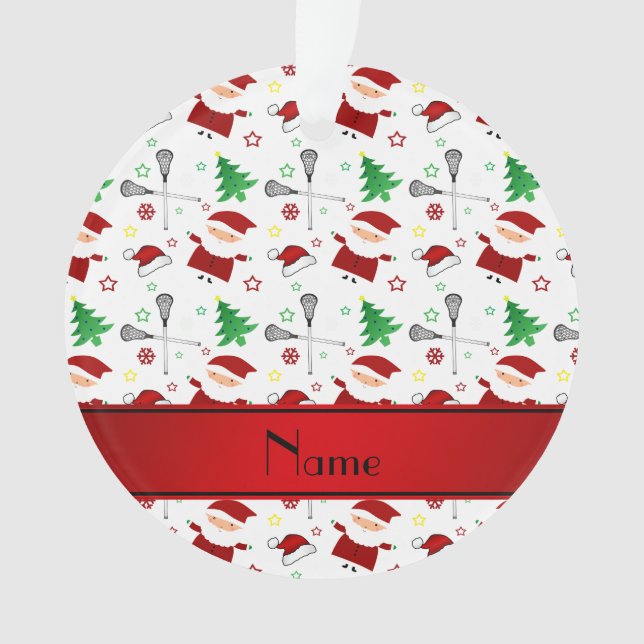 Motif blanc nommé personnalisé de Noël de lacrosse (devant)