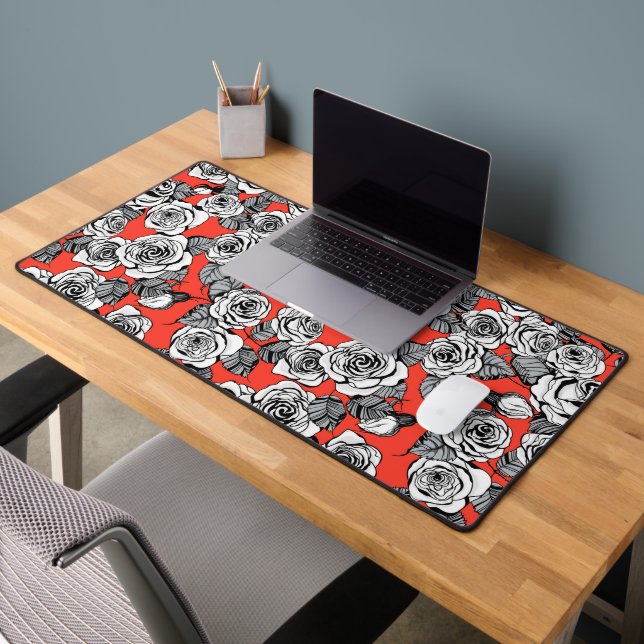 Motif blanc roses (Bureau 2)