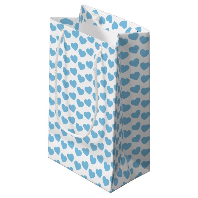 Motif bleu-clair de coeur sur le petit sac blanc (Devant Angle)
