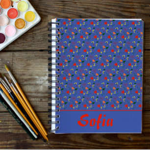 Motif bleu floral pavot fleur sauvage planificateu