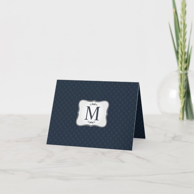 Motif bleu foncé - Monogramme masculin classique (Devant)