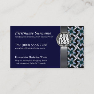 Motif bleu marine + argent avec Cartes de visite d