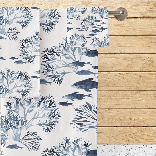 Motif bleu marine de poissons et de corail (Créateur téléchargé)