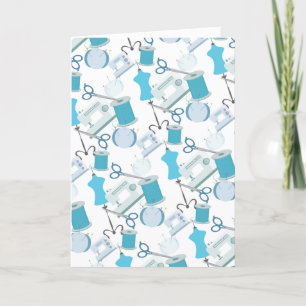 Motif bleu Merci couture