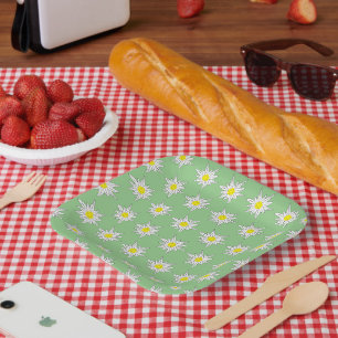 Motif Blume Motif Light Green Square Paper Plate Pappteller