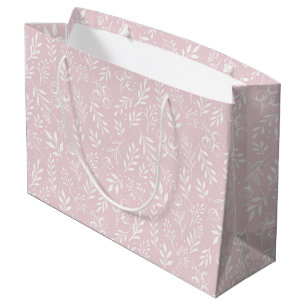 Motif botanique rose pâle - Grand sac cadeau