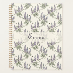 Motif botanique vintage élégant lupin et abeilles
