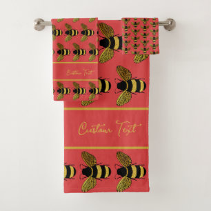 MOTIF BUMBLEBEE OR JAUNE BEE NOIR SUR ROUGE