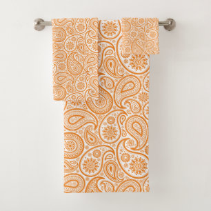 Motif cachemire blanc sur arrière - plan orange
