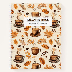Motif café Doodle mignon  Carnet spiral personnali