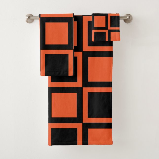 Motif Carré Black Orange À damiers (En situation)