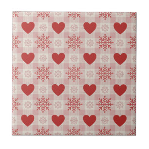 Motif carreau à motif de coeurs rouges mignons et 