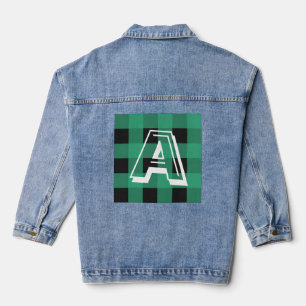 Motif carreau Buffalo vert personnalisé avec monog