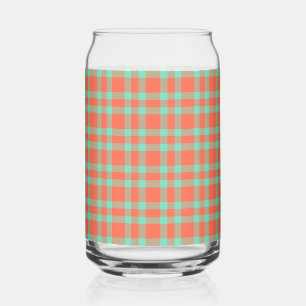 Motif carreaux bleu-vert corail