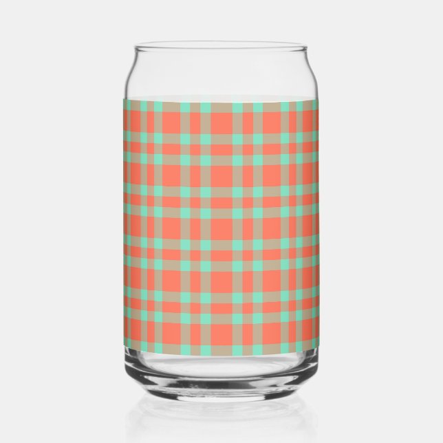 Motif carreaux bleu-vert corail (Recto)