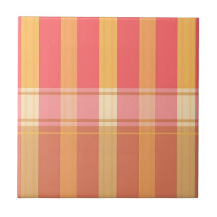 Motif carreaux et rayures rose marron chaud