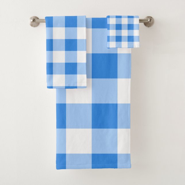 Motif carreaux gingham bleu et blanc (En situation)