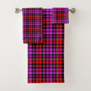 Motif carreaux tartan noir rouge violet