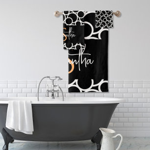 Motif Cercle noir et blanc avec Monogramme