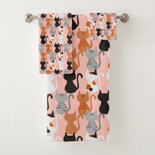Motif Chat Cute Sur Rose Bleu