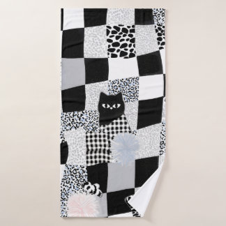 Motif Chat Noir Gingham à carreaux mixtes Guépard