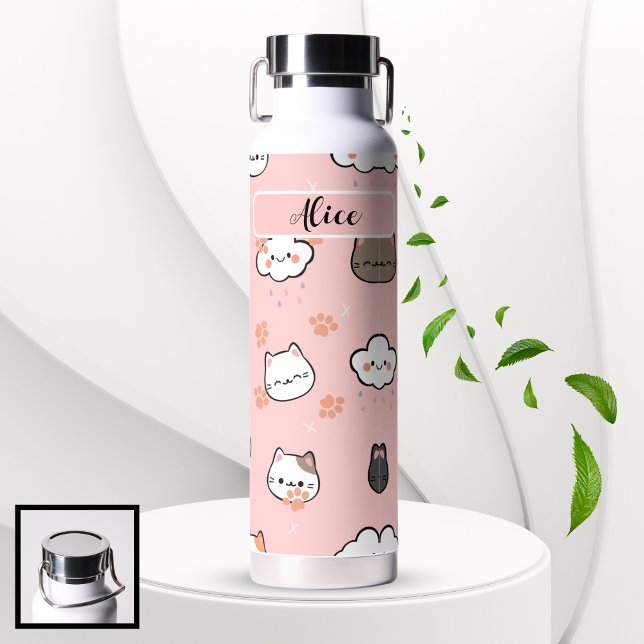 Motif Chatte De Retour À L'École Bouteille D'Eau (Cute cat pattern Back To School Water Bottle)