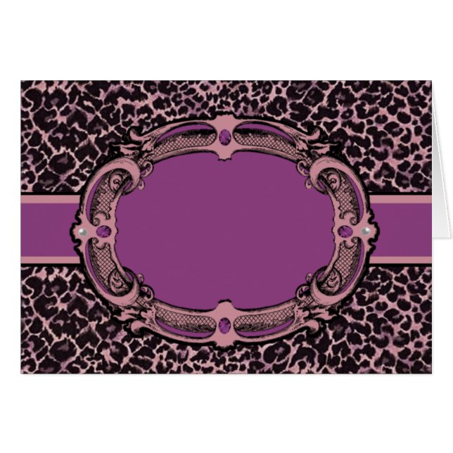 Motif Cheetah rose et violet Étiquette (Devant horizontal)