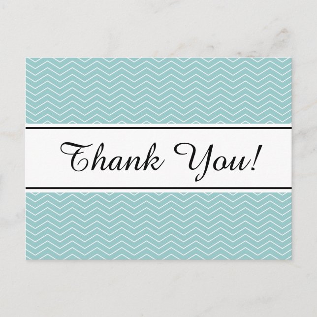 Motif chevron bleu turquoise merci cartes postales (Devant)