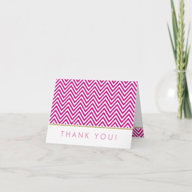MOTIF CHEVRON GRAS rose or replié MERCI (Devant)