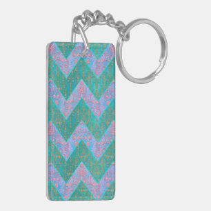 Motif Chevron Turquoise Violet Bleu Damassé