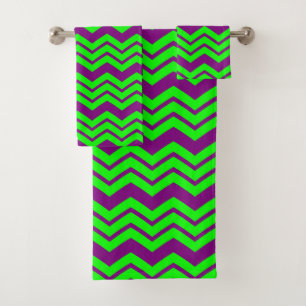 Motif chevron zigzag vert violet