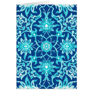 Motif chinois Art Nouveau - Turquoise et Bleu