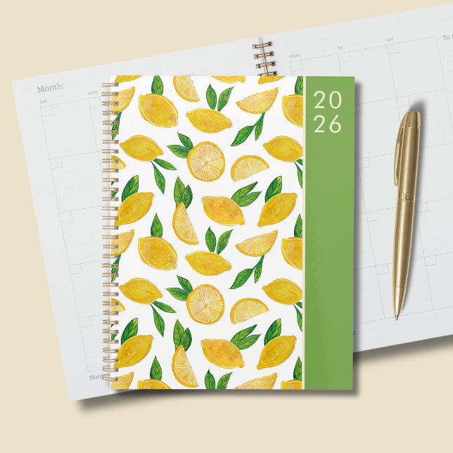 Motif Citron 2026 (Citrus lemon personalized planner for 2026)