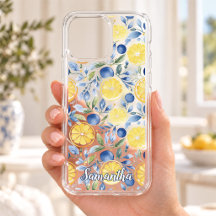 Motif Citron Sicilien Bleu Chic Jaune