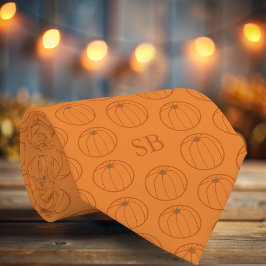 Motif Citrouille de Thanksgiving Monogram Cravate