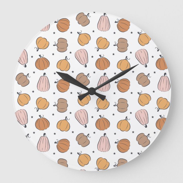 Motif Citrouille moderne - Horloge (Recto)