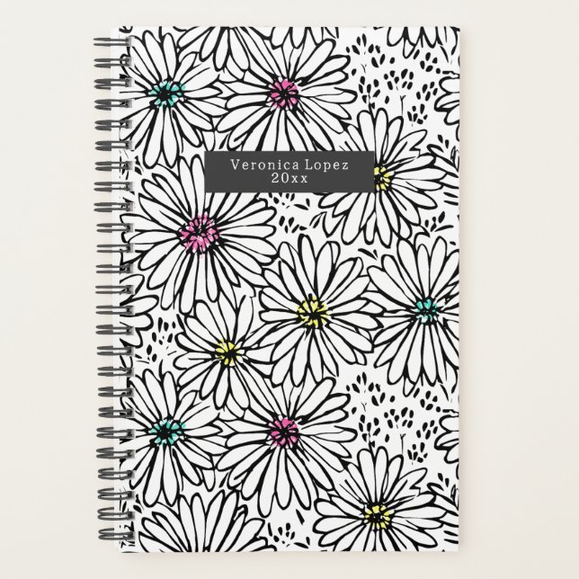Motif coloré noir + blanc marguerites (Devant)