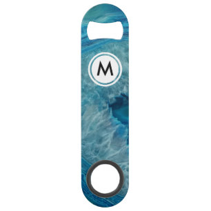 Motif Cool Blue Agate avec monogramme