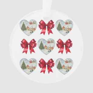 Motif Coquette de Noël Cœurs et Rubans