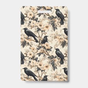 Motif corbeau floral arbres Badge